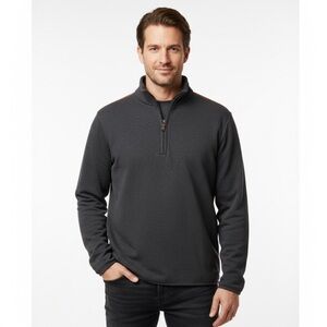 Boss- Gry Quarter-Zip Pullover with orange Accent
